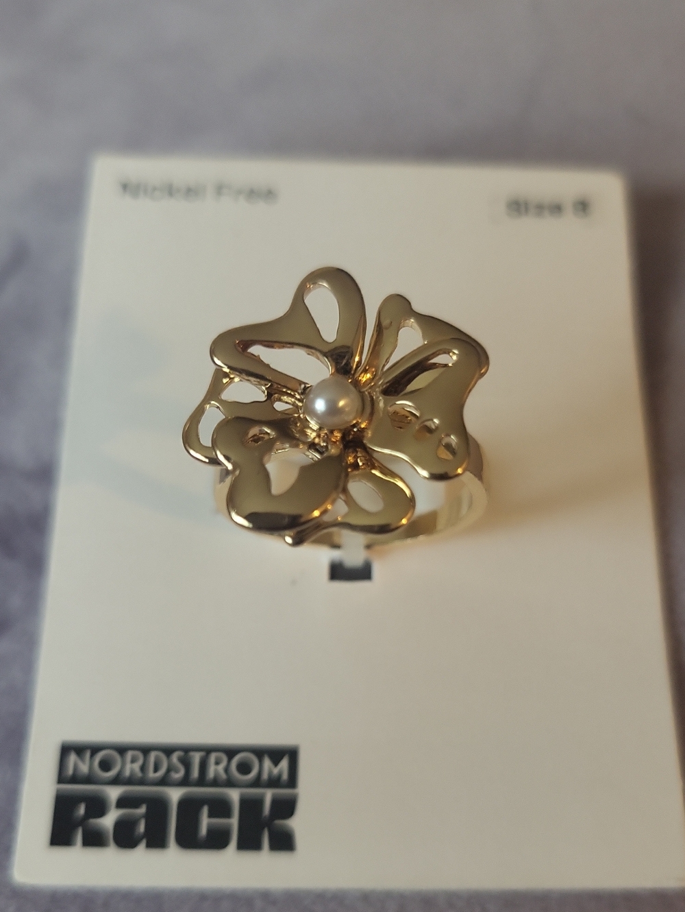 Nordstrom Gold Floral Pearl Accent Ring